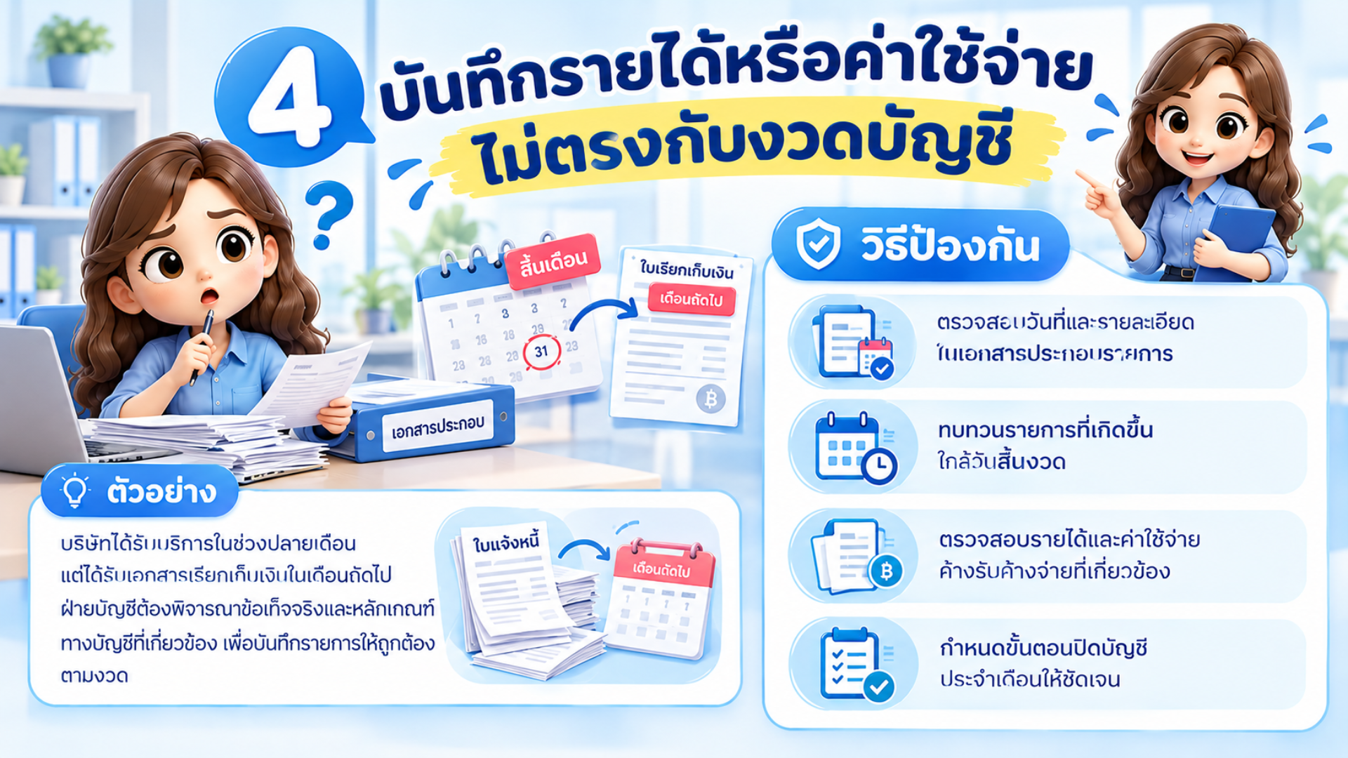 บันทึกรายได้หรือค่าใช้จ่ายไม่ตรงกับงวดบัญชี
